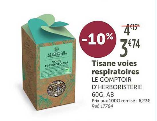 Tisane voies respiratoires LE COMPTOIR D'HERBORISTERIE 60G, AB