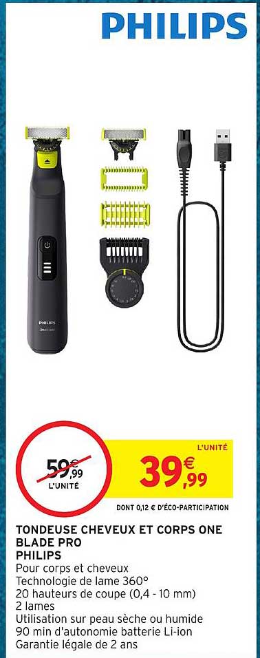 TONDEUSE CHEVEUX ET CORPS ONE BLADE PRO PHILIPS