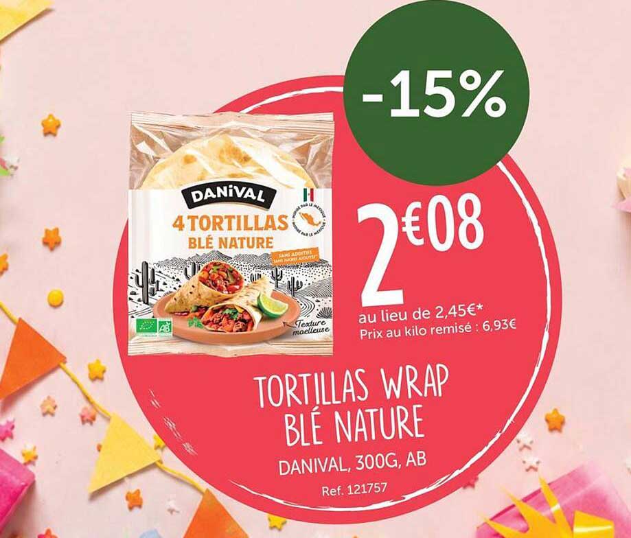 TORTILLAS WRAP BLÉ NATURE DANIVAL, 300G, AB