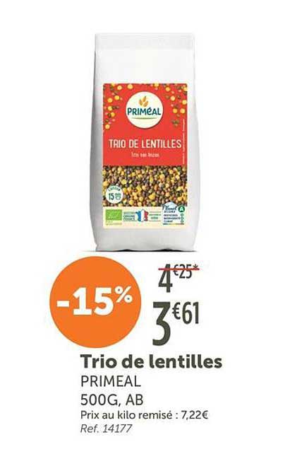 Trio de lentilles PRIMEAL 500G, AB