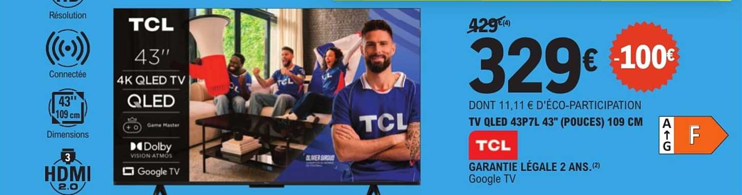 TV QLED 43P7L 43" (pouces) 109 cm