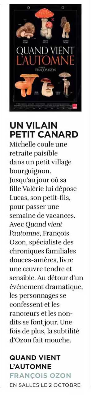 QUAND VIENT L'AUTOMNE  
FRANÇOIS OZON
