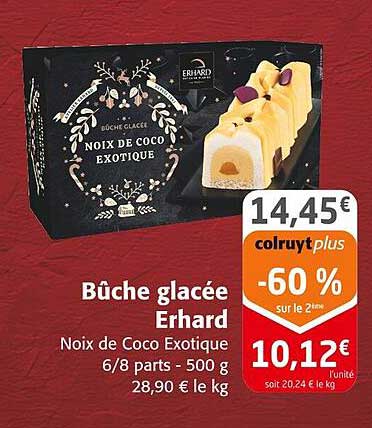 Bûche glacée Erhard Noix de Coco Exotique 6/8 parts - 500 g