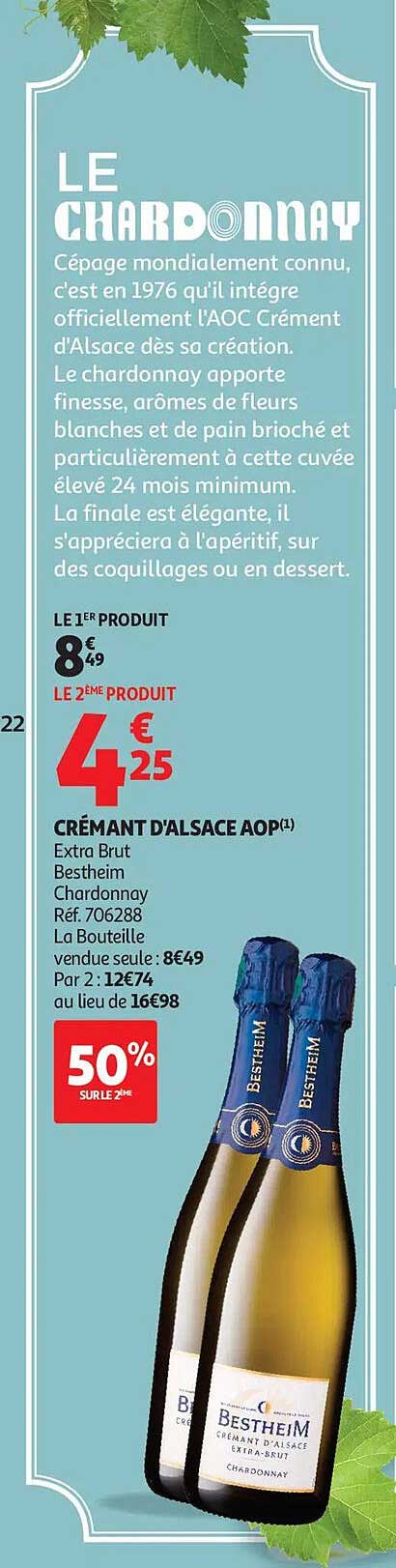 CRÉMANT D'ALSACE AOP(1) Extra Brut Bestheim Chardonnay