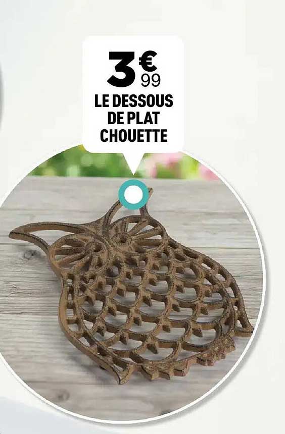 Dessous-de-plat En Pierre Vert Motif Chouette - Déco Cuisine Vintage
