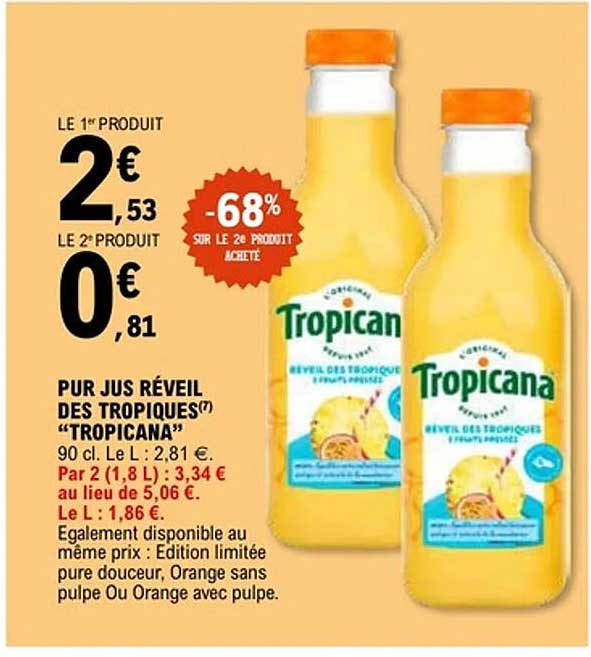 Tropicana Jus Réveil Douceur Intensité 9
