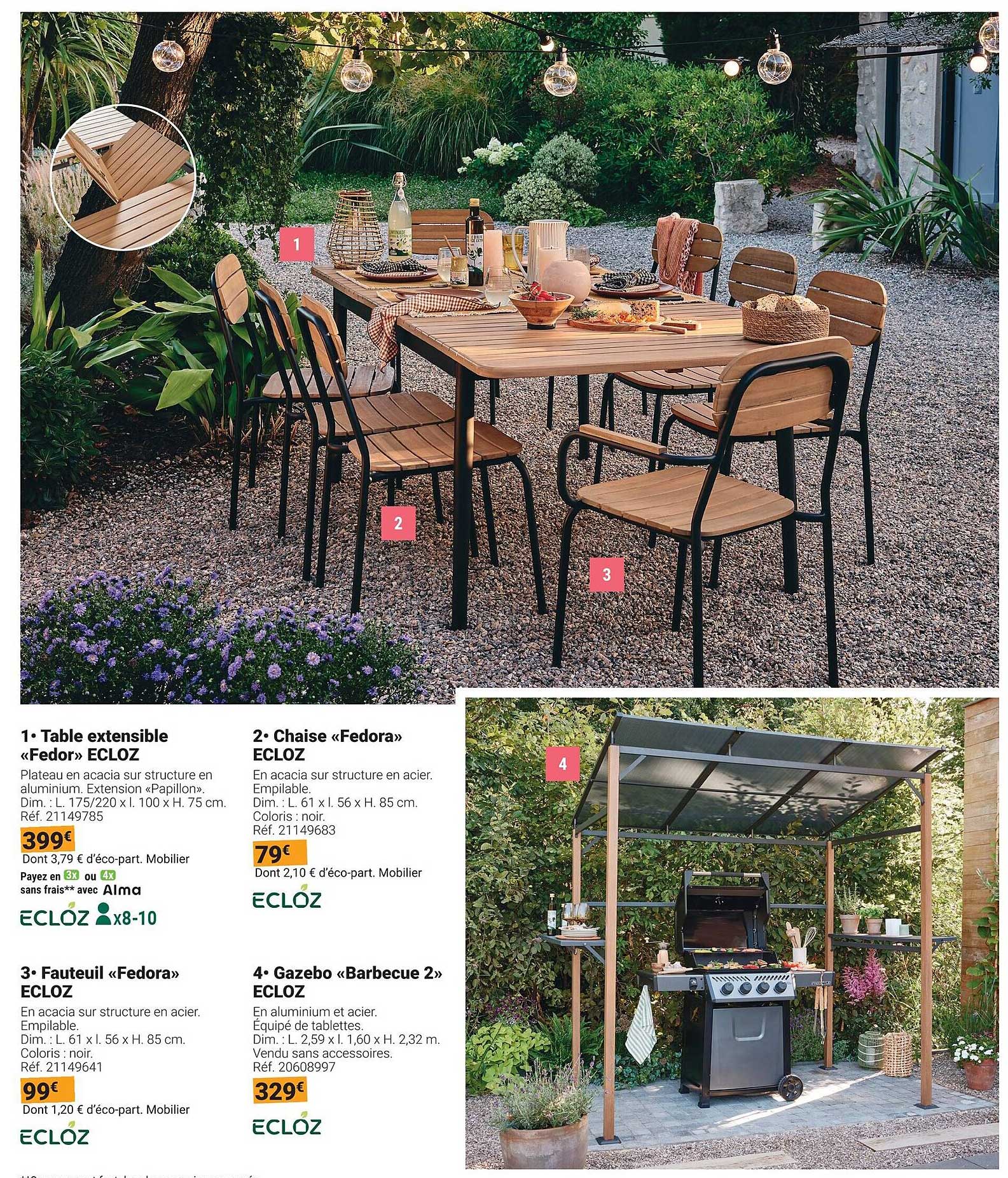 Promo Table Extensible «Fedora» Ecloz chez Gamm vert - 123Catalogue.fr