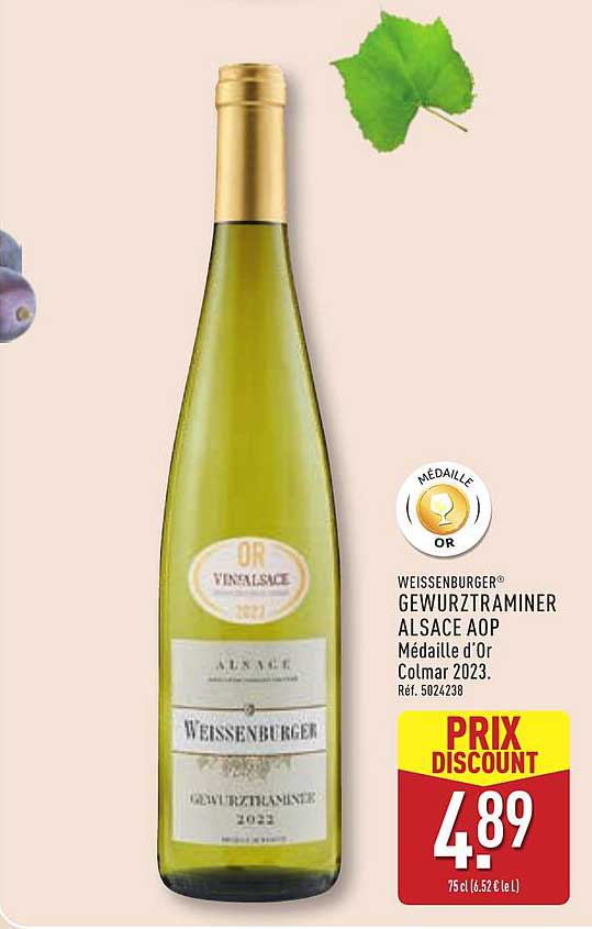 WEISSENBURGER® GEWURZTRAMINER ALSACE AOP Médaille d'Or Colmar 2023