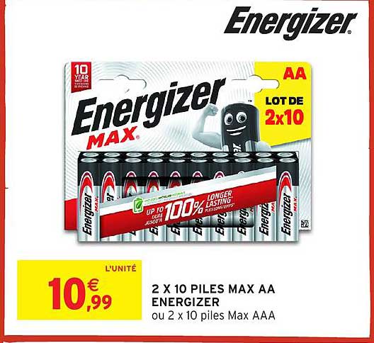 2 X 10 PILES MAX AA ENERGIZER
