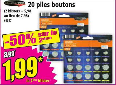 20 piles boutons