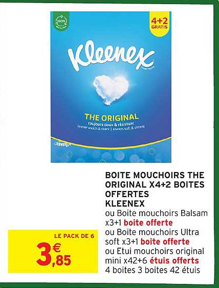 BOITE MOUCHOIRS THE ORIGINAL X4+2 BOITES OFFERTES KLEENEX