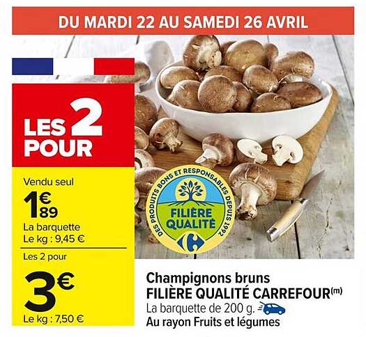 Champignons bruns FILIÈRE QUALITÉ CARREFOUR