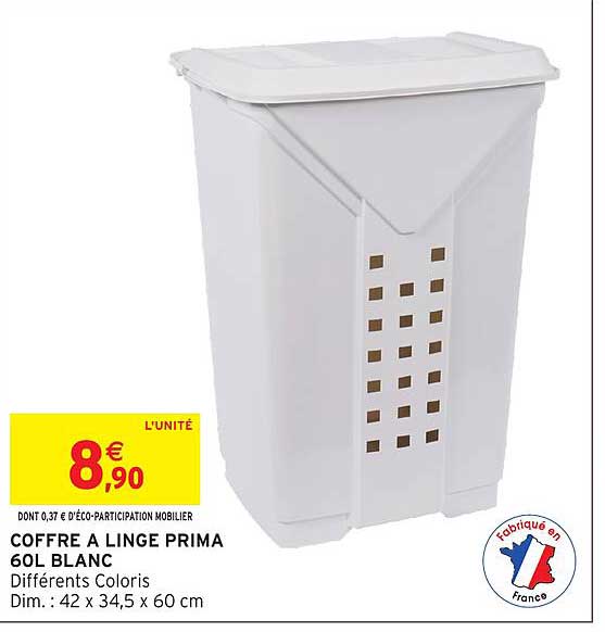 COFFRE A LINGE PRIMA 60L BLANC