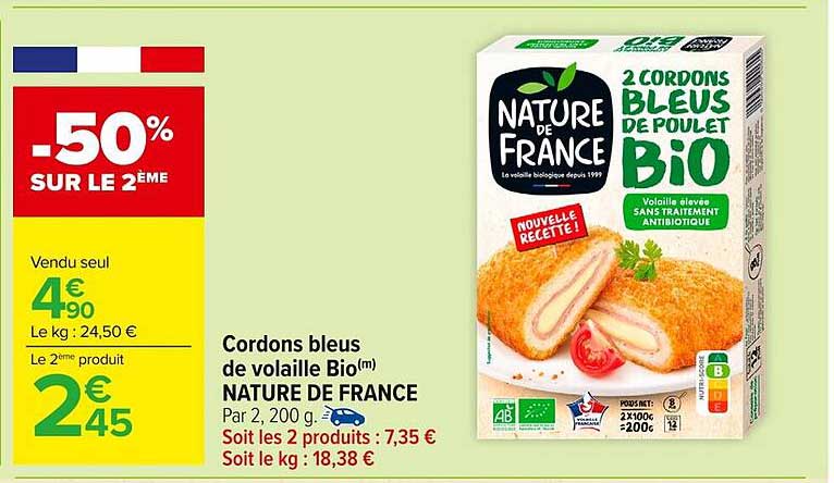 Cordons bleus de volaille Bio(m) NATURE DE FRANCE