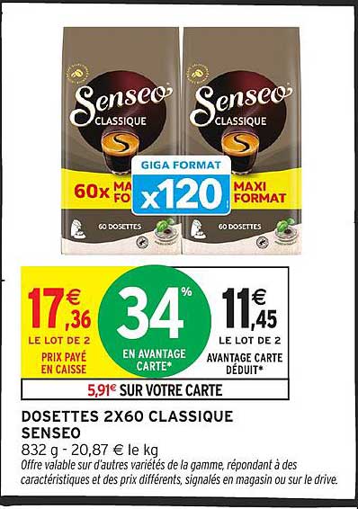 DOSSETTES 2X60 CLASSIQUE SENSEO