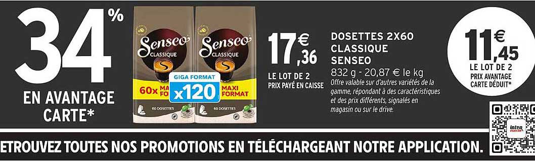 DOSSETTES 2X60 CLASSIQUE SENSEO