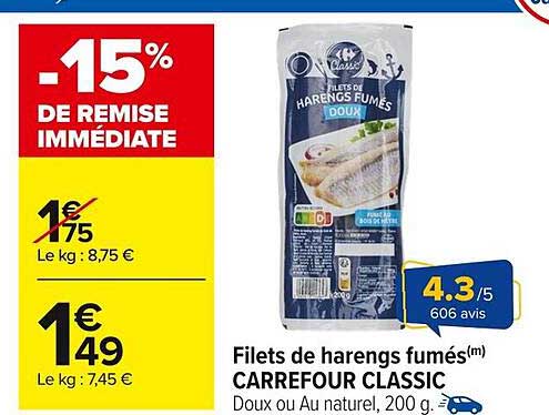 Filets de harengs fumés(m) CARREFOUR CLASSIC