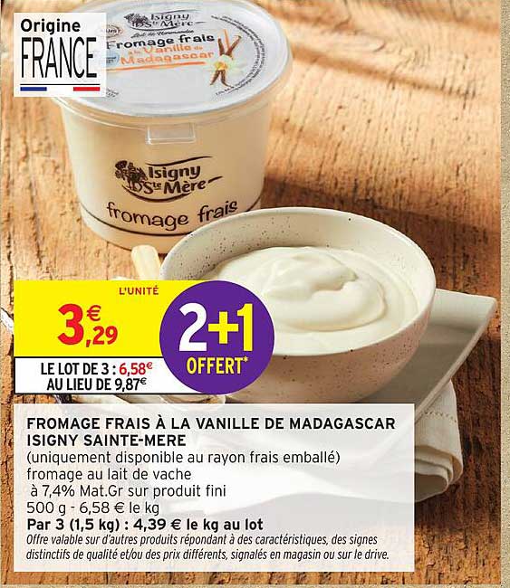 FROMAGE FRAIS À LA VANILLE DE MADAGASCAR ISIGNY SAINTE-MÈRE