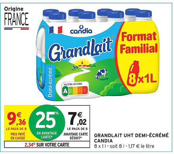 GRANDLAIT UHT DEMI-ÉCRÉMÉ CANDIA