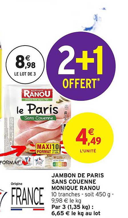 JAMBON DE PARIS SANS COUENNE MONIQUE RANOU