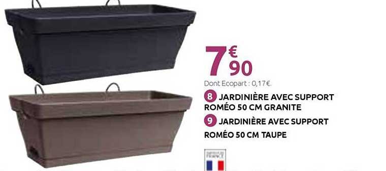 JARDINIÈRE AVEC SUPPORT ROMÉO 50 CM GRANITE