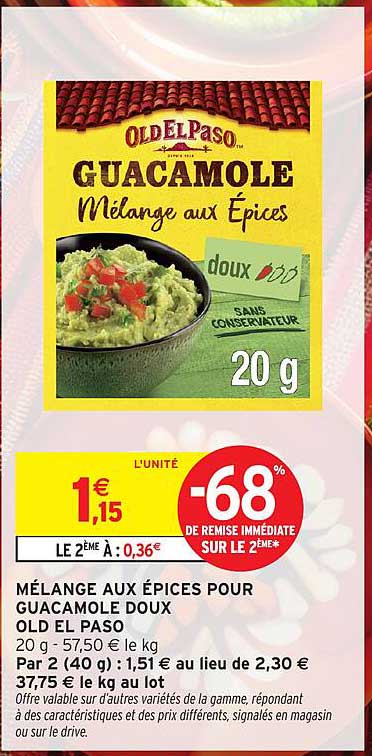 Mélange aux épices pour Guacamole doux OLD EL PASO