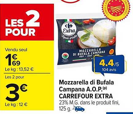 Mozzarella di Bufala Campana A.O.P.(P) Carrefour Extra