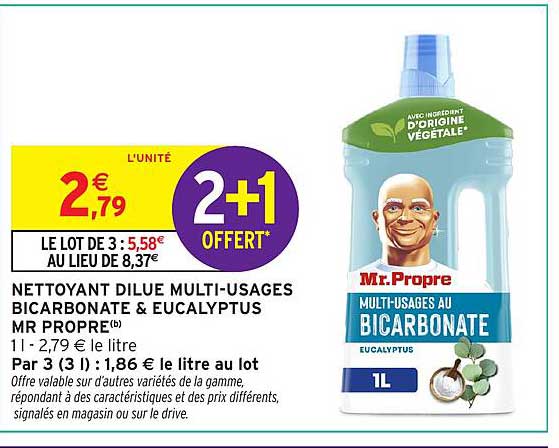 NETTOYANT DILUE MULTI-USAGES BICARBONATE & EUCALYPTUS MR PROPRE
