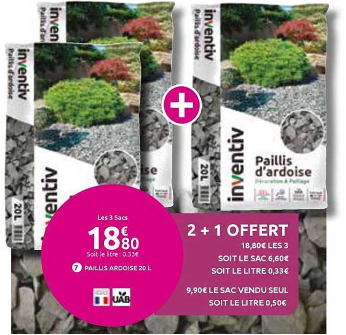 Paillis d'ardoise 20 L - 2 + 1 offert