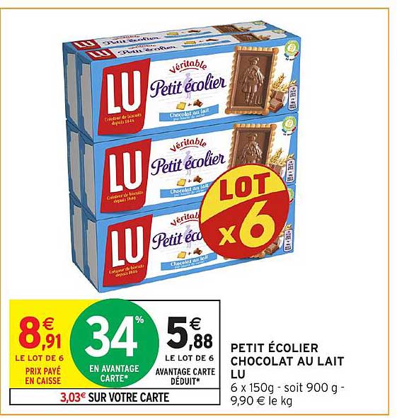 PETIT ÉCOLIER CHOCOLAT AU LAIT LU