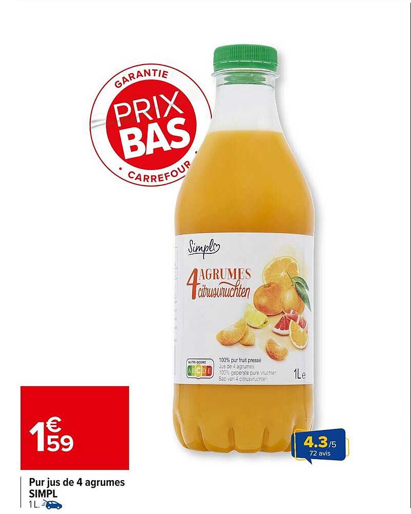 Pur jus de 4 agrumes SIMPL