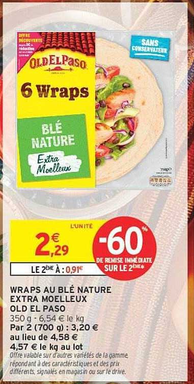 WRAPS AU BLÉ NATURE EXTRA MOELLEUX OLD EL PASO