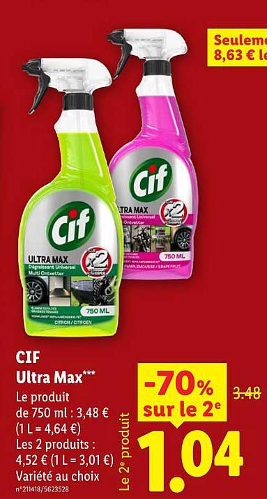 Promo Cif Ultra Max*** chez Lidl - 123Catalogue.fr