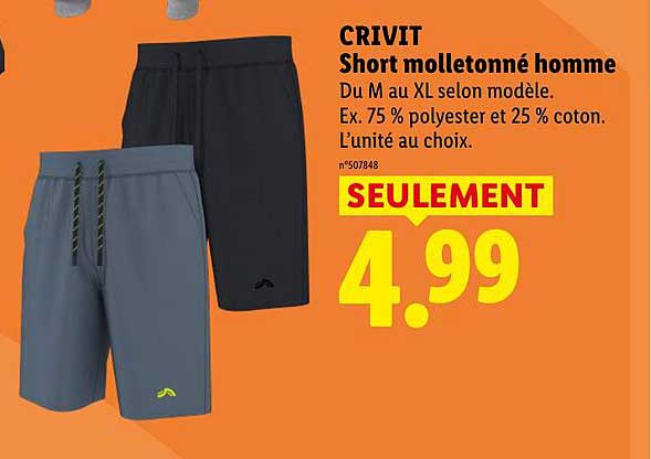 CRIVIT Short molletonné homme