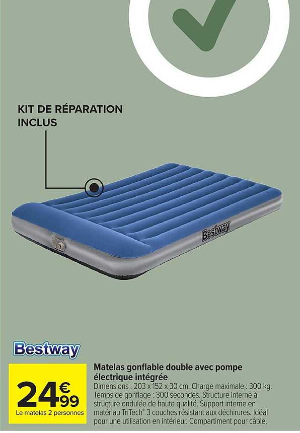 Matelas gonflable double avec pompe électrique intégrée