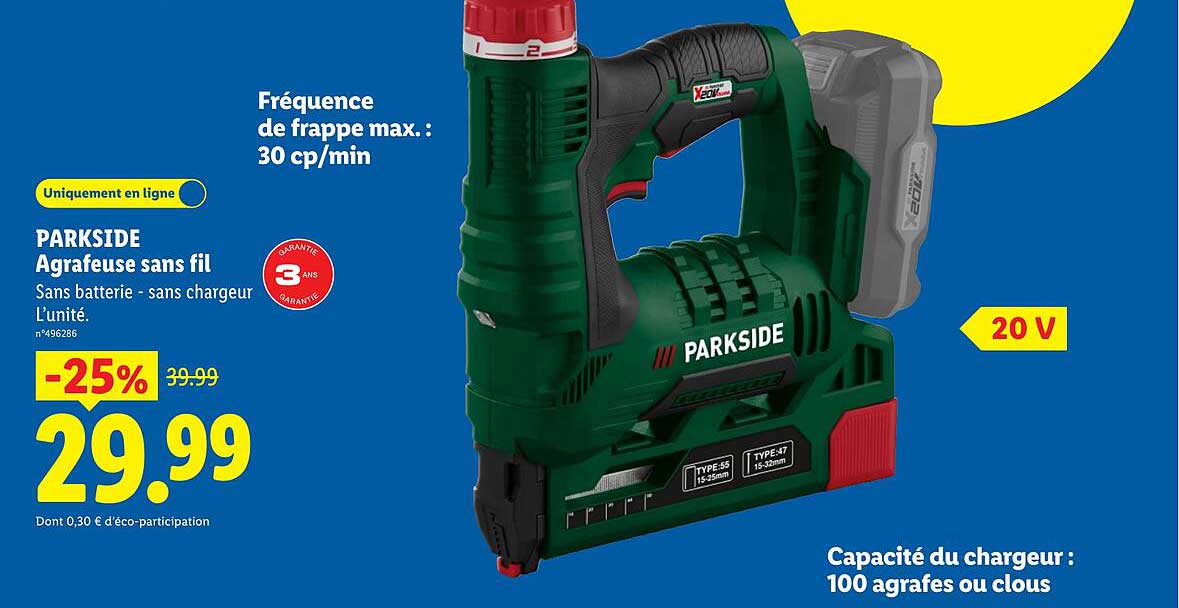 PARKSIDE Agrafeuse sans fil