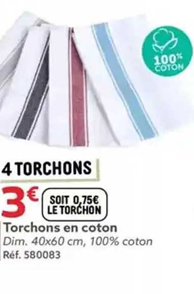 4 torchons en coton