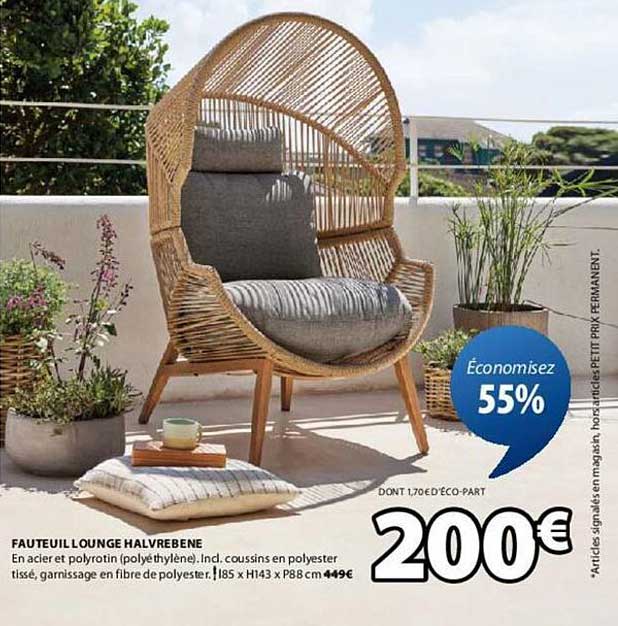 FAUTEUIL LOUNGE HALVREBENE