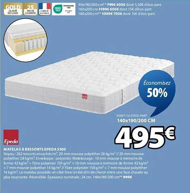 MATELAS À RESSORTS EPEDA S300