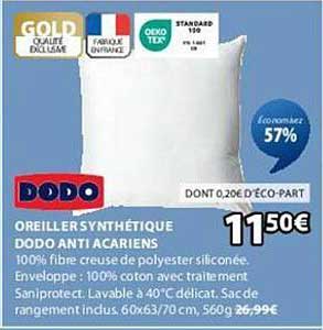 OREILLER SYNTHÉTIQUE DODO ANTI ACARIENS