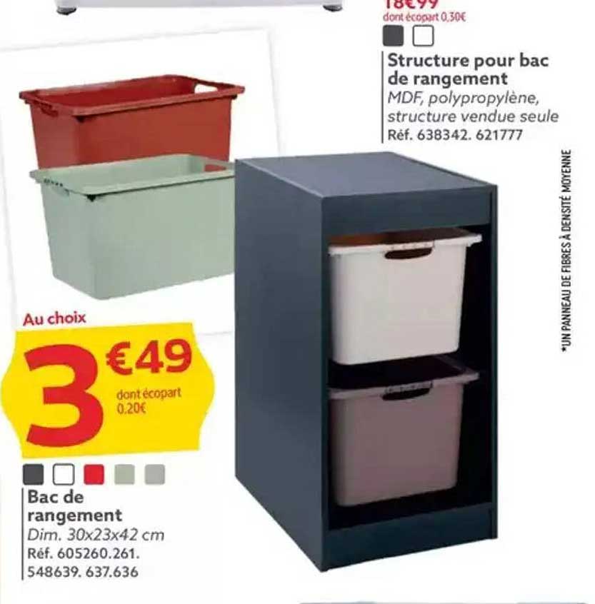 Structure pour bac de rangement
