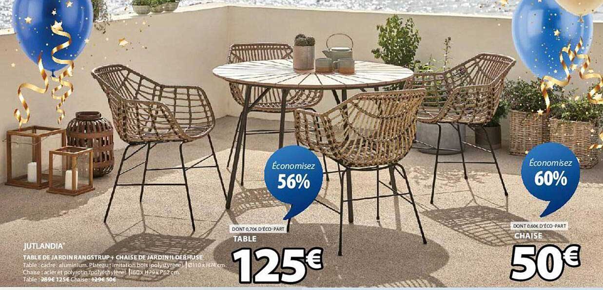 TABLE DE JARDIN RANGSTRUP + CHAISE DE JARDIN NILDERHUSE