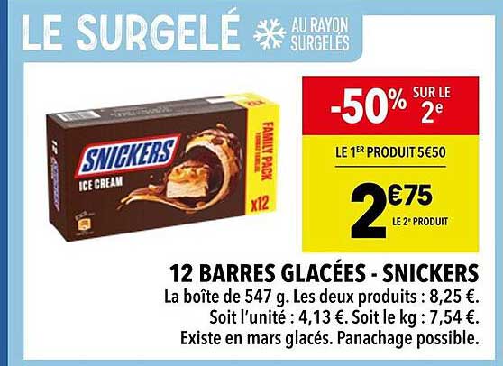 12 BARRES GLACÉES - SNICKERS