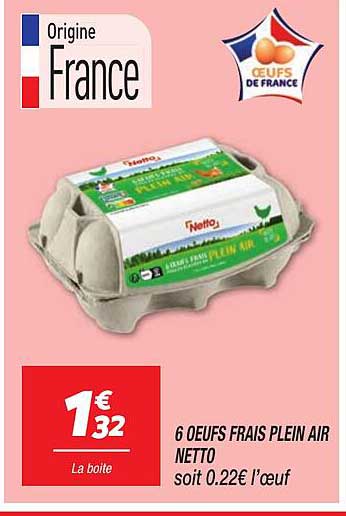 6 OEUFS FRAIS PLEIN AIR NETTO