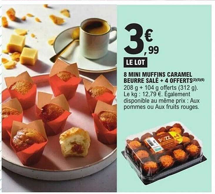 8 MINI MUFFINS CARAMEL BEURRE SALÉ + 4 OFFERTS