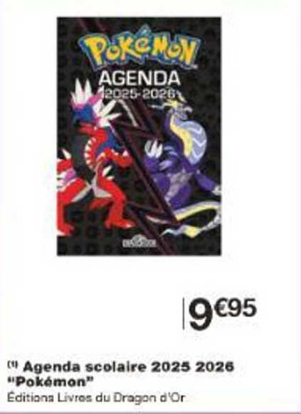 Agenda scolaire 2025 2026 "Pokémon"