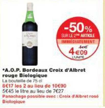 A.O.P. Bordeaux Croix d'Albret rouge Biologique