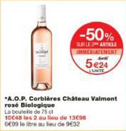 A.O.P. Corbières Château Valmont rosé Biologique