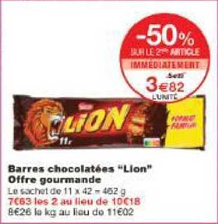 Barres chocolatées "Lion" Offre gourmande