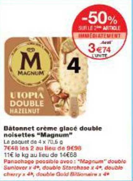 Bâtonnet crème glacé double noisettes “Magnum”